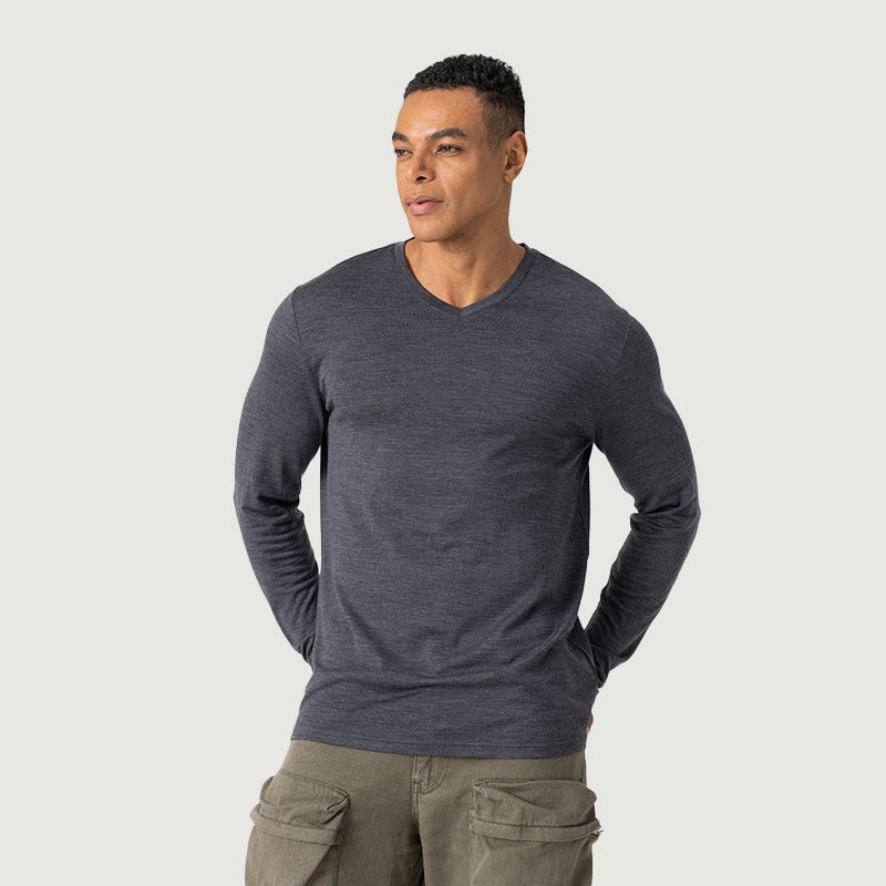 Men's  Merino 170g V-Neck Long Sleeve Crew