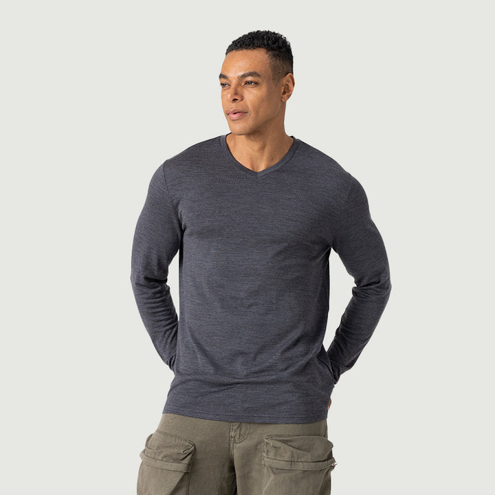 Men's  Merino 170g V-Neck Long Sleeve Crew